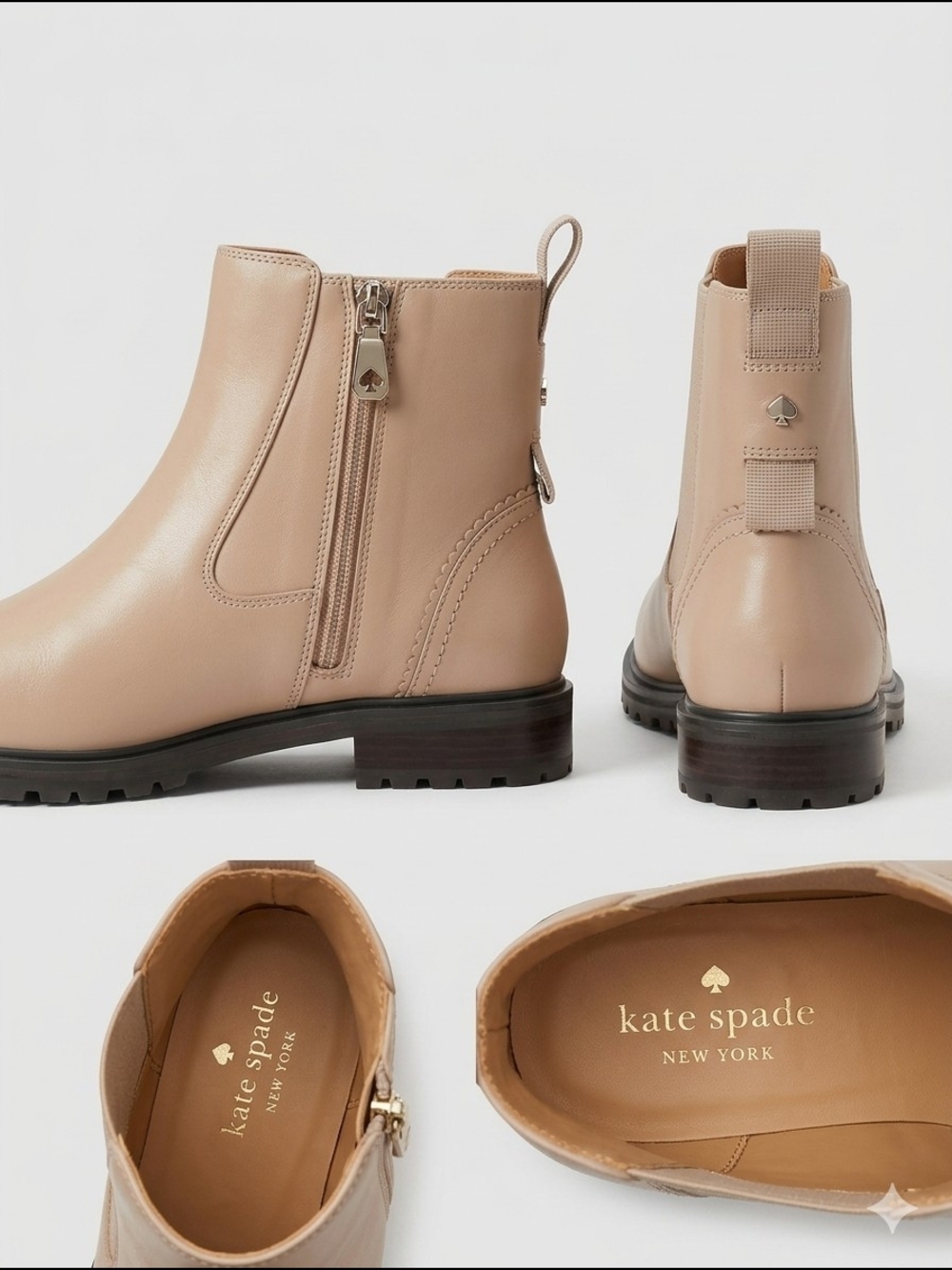 kate spade Leather Zip-Detail Ankle Boots